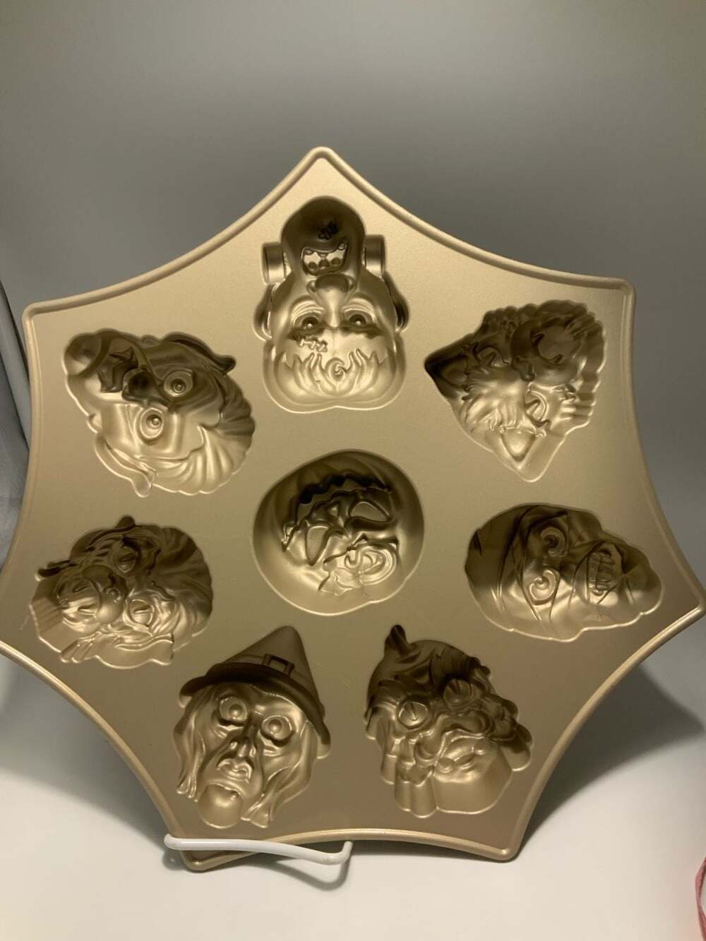 Nordic Ware Monster Mask Pan Gold Halloween Cakelet Baking Pan